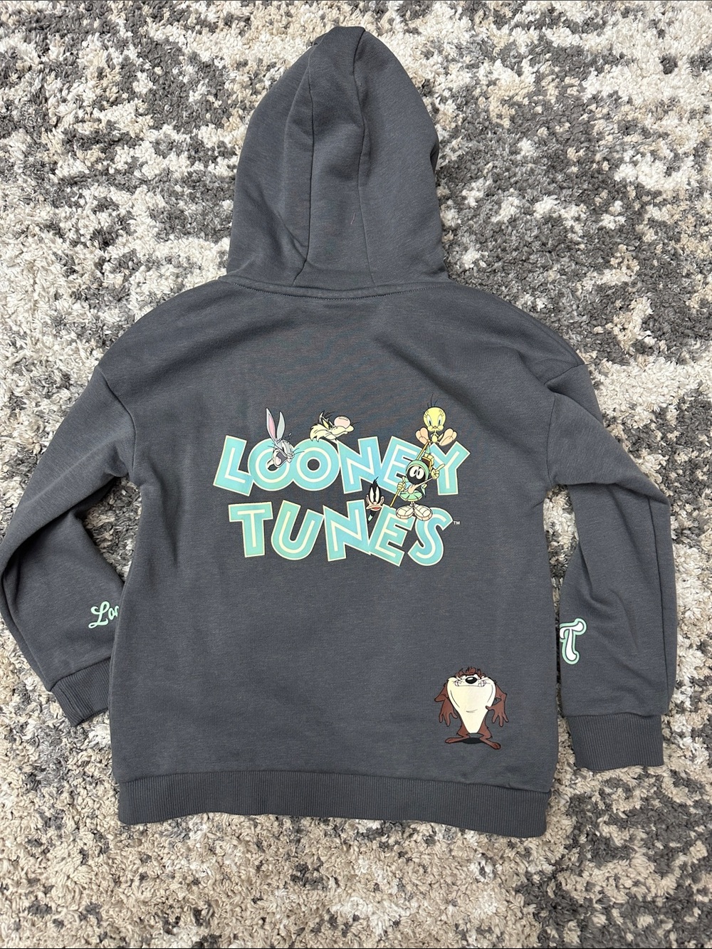 Looney Tunes Bugs Bunny Charcoal Kids Hooded Sweatshirt Kid’s sz. 7-8 - Picture 7 of 11